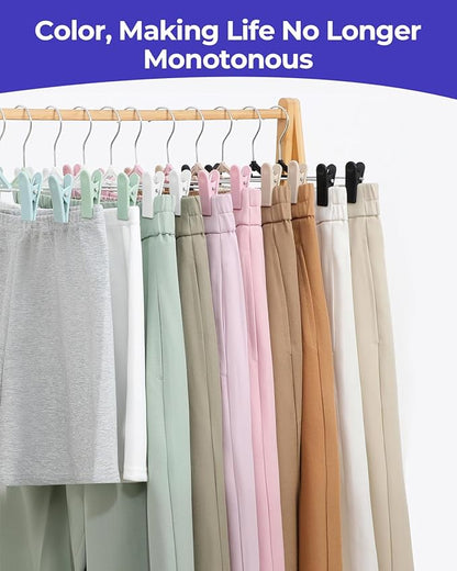 NORTHERN BROTHERS Pants Skirt Hangers 50 Pack - Stackable Space Saving Jeans Shorts Hanger with Clips for Kid, Man, Women, Children, Baby