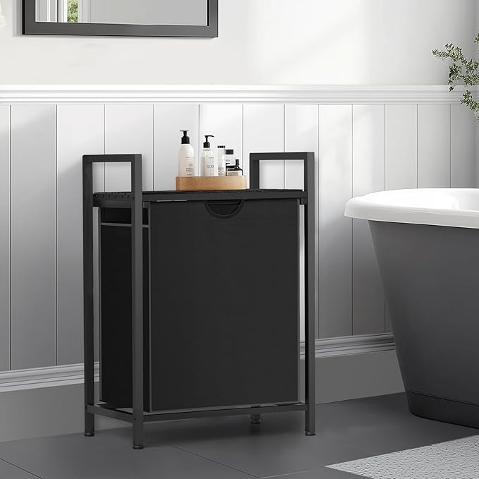 Sonharlar Laundry Sorter with Removable Bag, 16 Gallons Laundry Hamper with Adjustable Feet, Laundry Basket for Laundry Room, Bathroom and Bedroom(Charcoal Black)