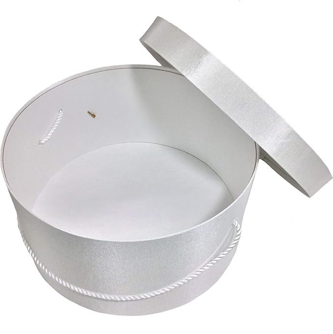 Sarah's Hat Boxes Classic White Hat Box – 18.5" x 9.5" (Dia. x Ht.) Handmade in USA – Odorless Non-Toxic Adhesive, Cording Handle – Premium Storage for Hats & Accessories