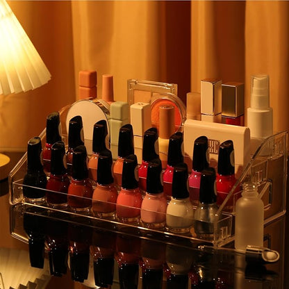 Jetec 2 Pcs Acrylic Card Display Stand Versatile Display for Trading Cards Greeting Card Sunglasses Organizer Nail Polish Holder Essential Oils Cosmetic Cases Eyewear Rack(4 Tiers Style)