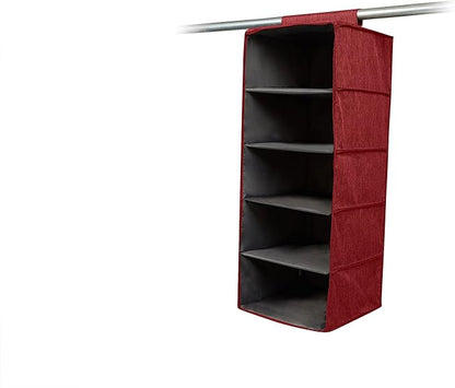 Covermates Keepsakes Hanging Closet Organizer – Heavy Duty Vertical Wardrobe Storage Shelves for Sweaters, Handbags, and Shoes – Acid-Free Interior Lining, Red Heather