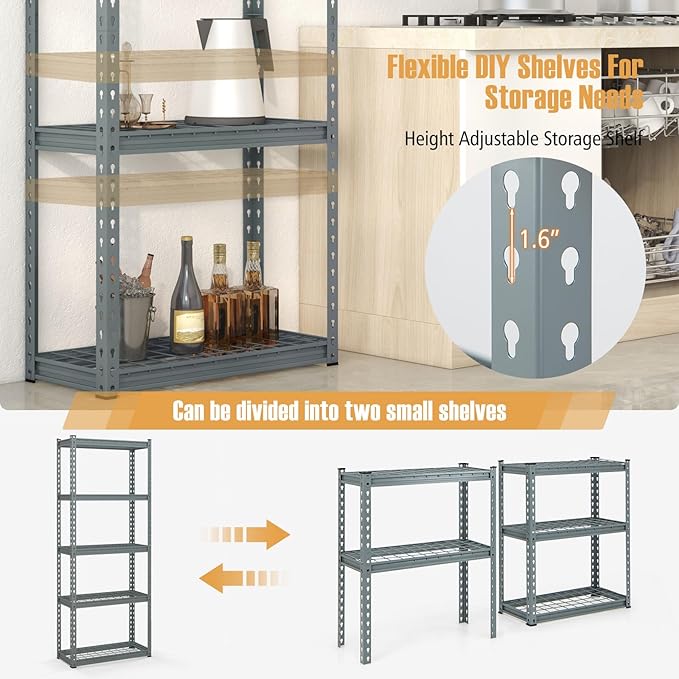 Goplus 5-Tier Metal Shelving Unit, 3 Pack Heavy Duty Wire Storage Rack with Anti-Slip Foot Pads, Height Adjustable Shelves for Warehouse, Kitchen, Living Room, Garage, 12" D x 27.5" W x 66" H