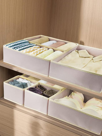 Fordonral 12 Pack Drawer Organizer Clothes, Foldable Fabric Dresser Organizer Closet Organizers and Storage Box for Underwear,Folded Clothes,Baby Clothing,Socks,Bra,Towels,Ties(12 Pack,Pink)