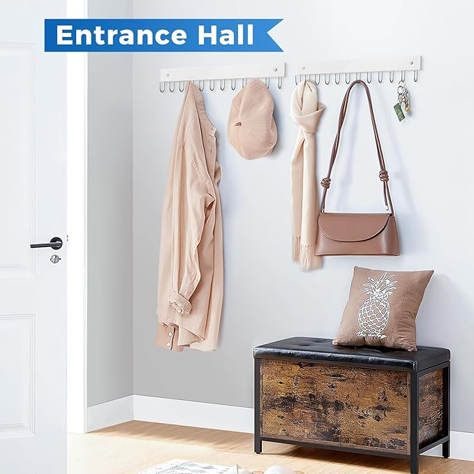 Belt Hanger Wall Mounted, Wooden Belt Organizer Max 12 Storage Capacity, 180° Rotating Space Saving Hangers for Ties, Tank Tops, Scarves, Bras, Keys, Bags White 1 Pack