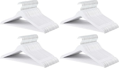 Amazon Basics Durable Wooden Clothes Hangers,White,(Pack of 80)