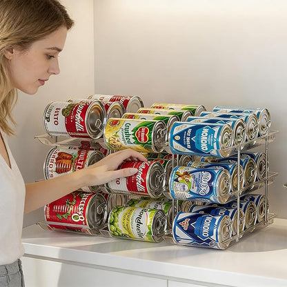 Space Efficient Can Management Rack with Rolling Mechanism Keep Cans Neat and Tidying Can Dispenser