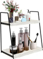 Dorhors 2 Tier Bathroom Counter Organizer Storage,Vanity Organizer for Bathroom Counter,Wood Standing Rack for Kitchen(Rustic White)