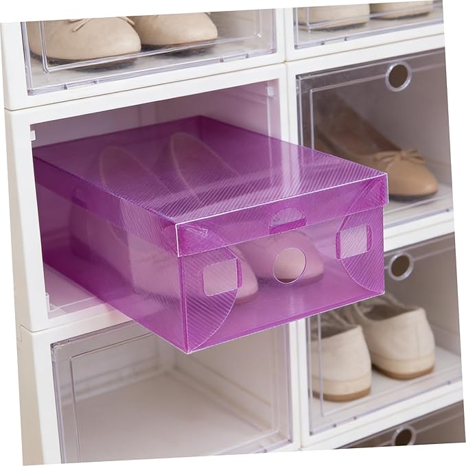 7pcs Shoe Storage Boxes, Stackable Foldable Pp Plastic Organizers with Lids, Colorful 27.5×18×9.5cm Containers for Home Closet and ’ Shoe Storage