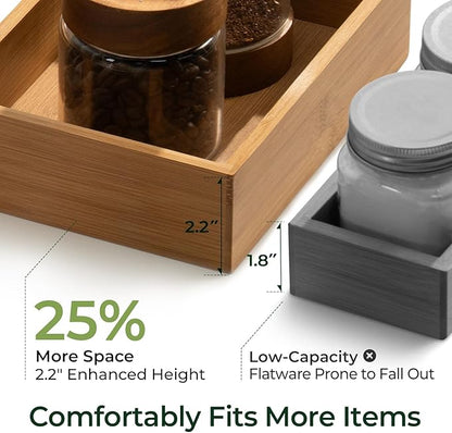 keechee 10-Piece Bamboo Drawer Organizer Set, 2.2" Deep Multi-Use Organizers for Utensils, Silverware, Cutlery, Desk, Bathroom, Junk Drawer & Makeup, Non-Slip Feet Included.