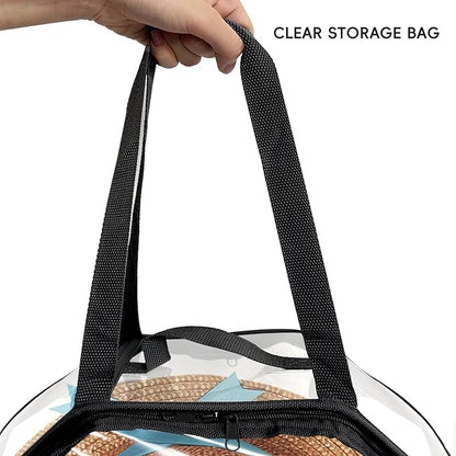Clear Hat Organizer, Clear Hat Boxes for Women Storage, Dual Zipper and Handles, Foldable Travel Hat Storage, 16" D x 7" H, 2 Pack-Black