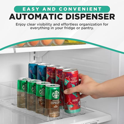 Oizeir Automatic Soda Can Organizer - 2-Pack - Soda Can Dispenser For Refrigerator - Automatic Drink Holder For Fridge - Organizing Rack for Kitchen or Pantry - Beverage Dispenser & Holder (Small)