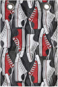 Ambesonne Retro Hanging Pocket Organizer, Retro Shoes Pattern Sneakers Nineties Casual Clothing Cartoon, Printed Polyester Storage Bag with Pockets, 14" x 20", Vermilion White and Grey