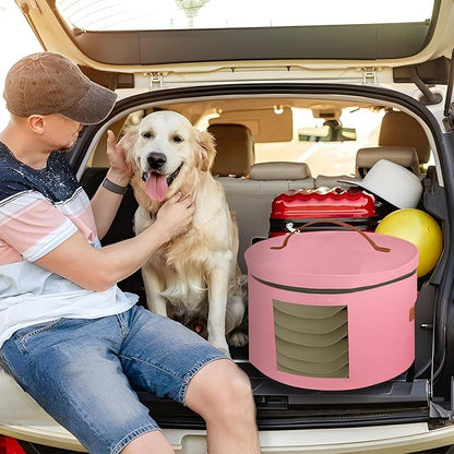 Samplife Hat Box,Hat Storage Box,Stackable Round Brim Hats Organizer Bag Container for Closet,Travel Hat Boxes for Women, Cowboy Hat Organizer, FoldableTravel Cap Boxes (05-Pink, 16.5" D x 10.5" H)