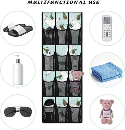 Alpaca Shoe Organizer Over The Door,12 Large Mesh Pockets Hanging Storage Shoe Rack,Hanging Shoe Rack for Door Sneaker Hanger Boot Storage,Breathable Organizer Storage Bag
