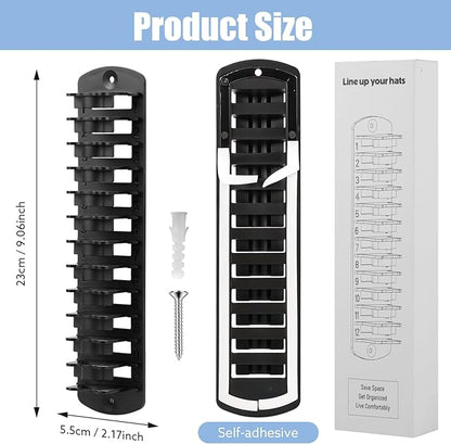 Dntorx Hat Organizer for Baseball Caps, 2 Pack Hat Rack for Wall Hold up to 20 Hats Adhesive Hat Hooks Stand Hat Hanger Organizer Storage Holder Display for Door Closet Bedroom