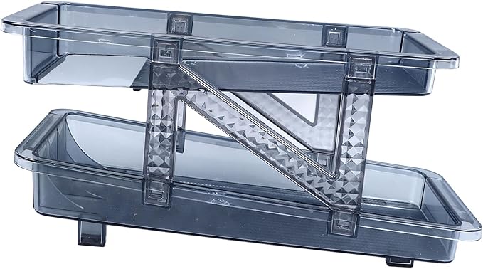 Auto Rolling Soda Can Dispenser, 2 Tier Adjustable Width Drink Container Holder for Fridge, Blue Organizer Dispenser