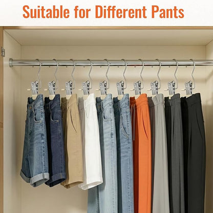 30 Pack Pants Hangers with Clip, Legging Organizer for Closet, Yoga Pants Hangers, Space Saving Hanging Closet Organizer and Storage for Socks, Panties, Underwear, Pants and Jeans (Beige)
