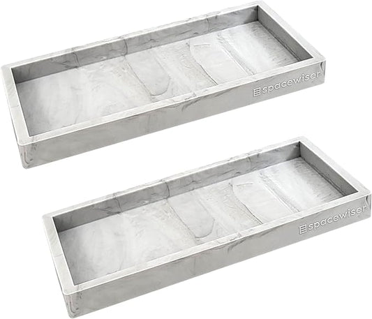 Spacewiser Countertop and Vanity Tray - 2 PC Small 7.7" Silicone Bathroom Trays, Kitchen Soap Tray, Dish Sponge Soap Holder Kitchen Sink Organizer Caddy, Bathroom Counter Trays for Lotion Dispenser