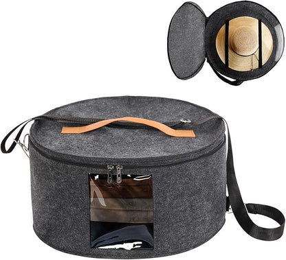 Hat Box, 15.7x7.8x15.75in, Foldable Storage Box with Lids for Women & Men, Travel Hat Boxes for Storage, Dark Gray
