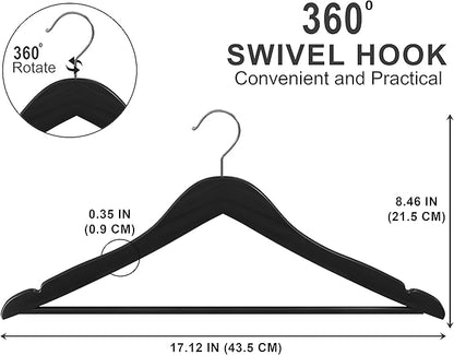 Utopia Home Premium Wooden Hangers 20 Pack - Durable & Slim Coat Hanger - Suit Hanger with 360-Degree Rotatable Hook - Wood Hangers with Shoulder Grooves (Black Color)