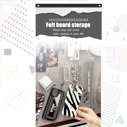 Hanging Felt Earing Storage Board with 20 Pins- Valentine's Day,Christmas, Wall-mounted Jewelry Organizers and Storage Solution (Cream gray)
