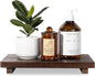 Bathroom Counter Organizer Wood Pedestal Stand Farmhouse Decorative Tray Soap Holder for Kitchen Decor, Large 11.8" x 7" - Walnut