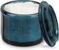 KooK Glass Salt Cellar, with Lid, Embossed Pressed Glass, Clear Storage Container, for Coffee, Sugar, Spices and Candies, Hand Wash Only, 10 oz, (Navy Blue)