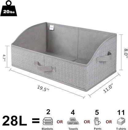 WUIKE Closet Organizers and Storage, Trapezoid Storage Bins, Fabric Closet Bins with Handles, Foldable Storage Baskets for Clothes, Purse, Blanket, Herringbone Gray, Extra Large, 3-Pack