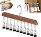 Closet Organizer with 10 Clips, Space Saving Hanging Closet Organizer, Space-Saving Hat Scarf Clothespins for Jeans Skirts Socks Pant Hangers (Brown-10 Clips, 1PC)