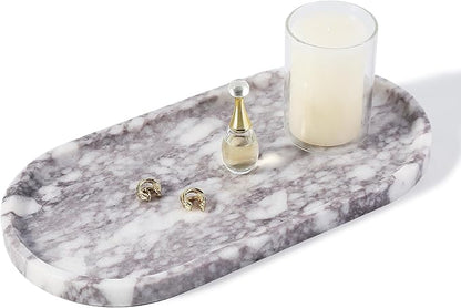 Koville Real Luxurious Marble Vanity Tray, 12"x6" Calacatta Viola Marble Catchall Tray for Bathroom, Natural Stone Perfume Trays Jewelry Dish for Dresser, Genuine Stone Storage Tray for Home Decor