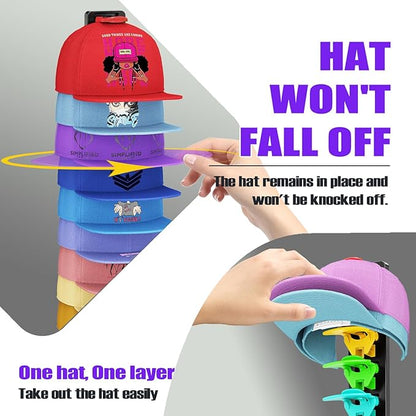 AXU 2 Pack Hat Organizer for Baseball Caps, Hat Rack for Wall (Rainbow)