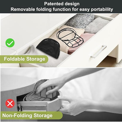 MAGTSMEI Hat Washer Cage, Detachable Folding Plastic Frame & Mesh Bag for Baseball, Wide-Brim Hats, Machine Wash Safe for Sports, Travel, Family Use (Black, 1PC)