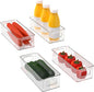 Set of 4 Refrigerator Pantry Organizer Bins - Stackable Fridge Organizers with Handles for Pantry, Freezer, Kitchen, Countertops, Cabinets - Clear Plastic Food Storage Bins