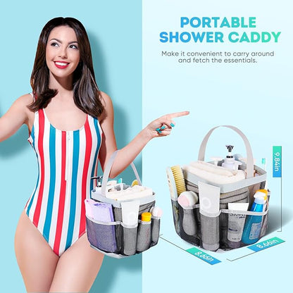 EUDELE 2 Pack Mesh Shower Caddy Portable for College Dorm Room Essentials, Shower Caddy Dorm with 8-Pocket Large Capacity,Shower Bag for Beach,Swimming,Gym