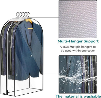 10” Gusseted Clear Garment Bags, 40” Hanging Suit Bags for Closet Storage - Protect Clothes, Suits, Coats, Dresses - 3 Pack (43 inch)