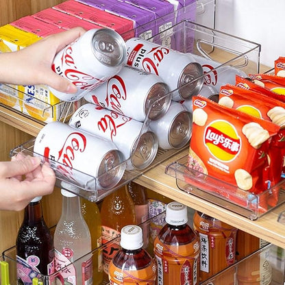 Xicennego 2 Pack Soda Can Organizer for Refrigerator, Beverage Can Dispenser for Fridge, Can Drink Holder Storage Bin - For Pantry,Kitchen,Countertop,Cabinet,Freezer - Hold Up To 9 Cans