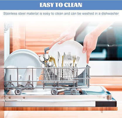 Stainless Steel Cutlery Hanging Basket for Knife Fork Spoon, Quick Drying Compartmental Utensil Drainage Rack, Rustproof Hollow Out Utensil Drying Basket for Kitchen