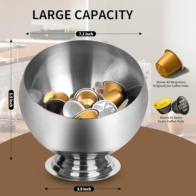 Coffee Pod Holder-Coffee Pod Storage-K Cup Holder-Espresso Pod Holder-Coffee Pod Organizer(SILVER)
