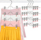 TOPIA HANGER 4 Tier Metal Skirt Hangers for Women, Pants Hanger Space Saving with Adjustable Clips, Gain 70% More Space, Non Slip Grip for Slacks, Trousers, Shorts, Jeans, Towels, Pink, 4-Pack, CT61P