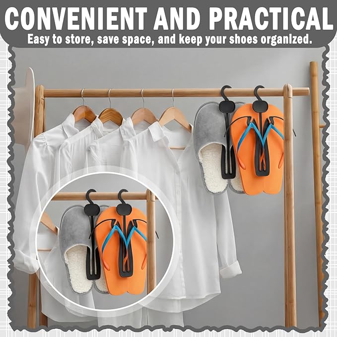 Novabright 50 Pcs Sandal Hangers 7 Inch Plastic Flip Flop Holder Organizer Small Shoe Hooks Hanging Rack Shoe Hangers for Retail Beach Shop Display Home Storage(Black)