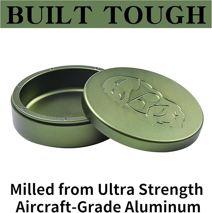 3.0inchBEIJIATE Magnetic Metal Can, Holder, Metal Container, Carved Tin with Magnetic Closure, Aluminum Container, Slim Pouch Can, zyn metal can,zyn container Storage Box Set (Military Green)