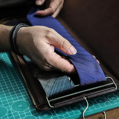 CONTACTS Tie Travel Case with Hanger Full Grain Leather Neckties Organizer with Hook & Jewelry Pocket Tie Storage Bag for 2 Ties by Handmade