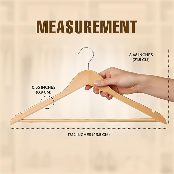 Utopia Home Premium Wooden Hangers 80 Pack - Durable & Slim Coat Hanger - Suit Hanger with 360-Degree Rotatable Hook - Wood Hangers with Shoulder Grooves (Natural)