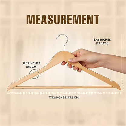 Utopia Home Premium Wooden Hangers 10 Pack - Durable & Slim Coat Hanger - Suit Hangers with 360-Degree Rotatable Hook - Wood Hangers with Shoulder Grooves (Natural Color)