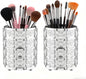 LUGUNU Makeup Brush Holder with Silver Crystal Bling – Elegant Vanity Organizer for Brushes, Pens & Pencils, Ideal for Bathroom or Office Countertop(2Pack)
