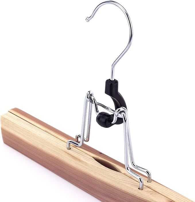 HANGERWORLD Pack of 10 Skirt and Pants Hangers with Clamp Clips, 10.6inch American Cedar Wood Hanger