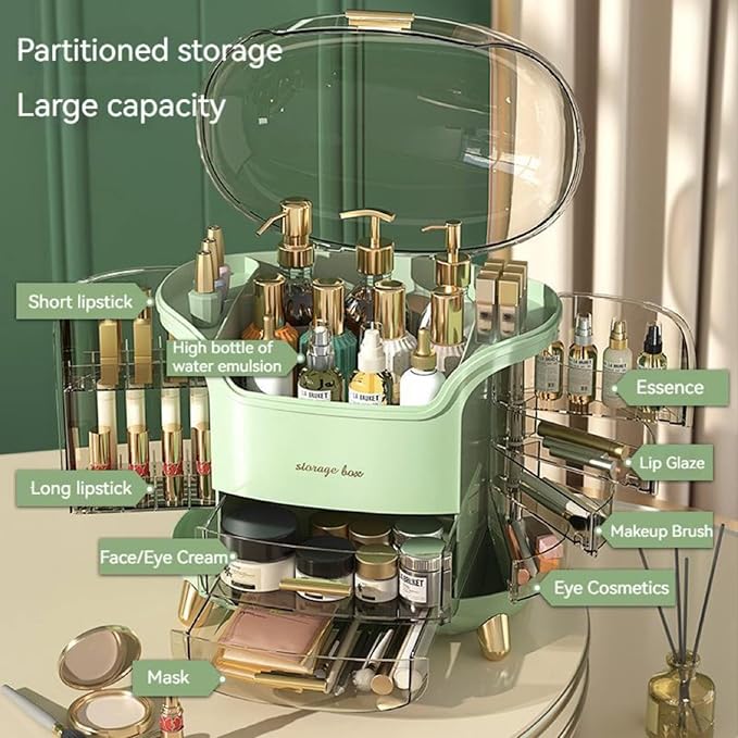 Omeily Large Makeup Organizer Countertop Vanity Organizer Cosmetic Organizer Makeup Storage Box Bathroom Counter Organizer Perfume Skincare Organizers Gift Women Girls Clear Design Easy Visibility