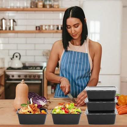 Evmliy 10Pack 28oz Meal Prep Containers Disposable Food Storage Containers with Lids, 1-Compartment Reusable Food Storage Plastic Stackable To Go Boxes Microwave, Freezer, Dishwasher Safe