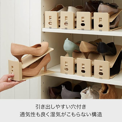 Like IT SH-01L Shoe Storage, Space Saving, 2 x Storage Capacity, Shoe Space Saver, Set of 10, Height Adjustable, Gray, Made in Japan, 10 Pieces, Sneakers Storage, Unisex