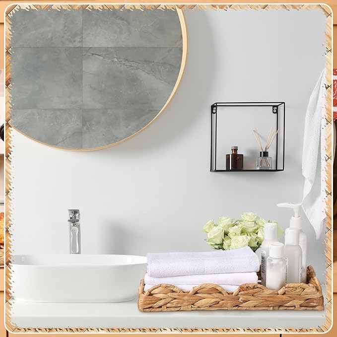 Umigy 3 Pcs Wicker Baskets Water Hyacinth Toilet Paper Basket Woven Rectangle Toilet Tank Basket Hyacinth Paper Storage Holder Organizer Storage Containers for Bathroom Bedroom Kitchen (Creative)